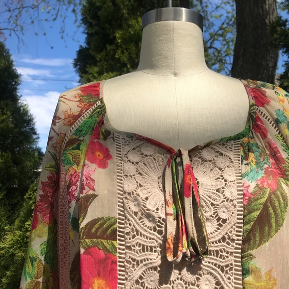 Anthropologie Meadow Rue Sheer Floral Blouse Top - Picture 2 of 8